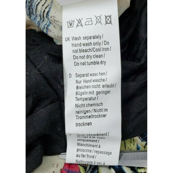 Bai Sheng GT Women's Beige Cream Floral Print Wide Elastic Leg & Waist Pants - Picture 11 of 12